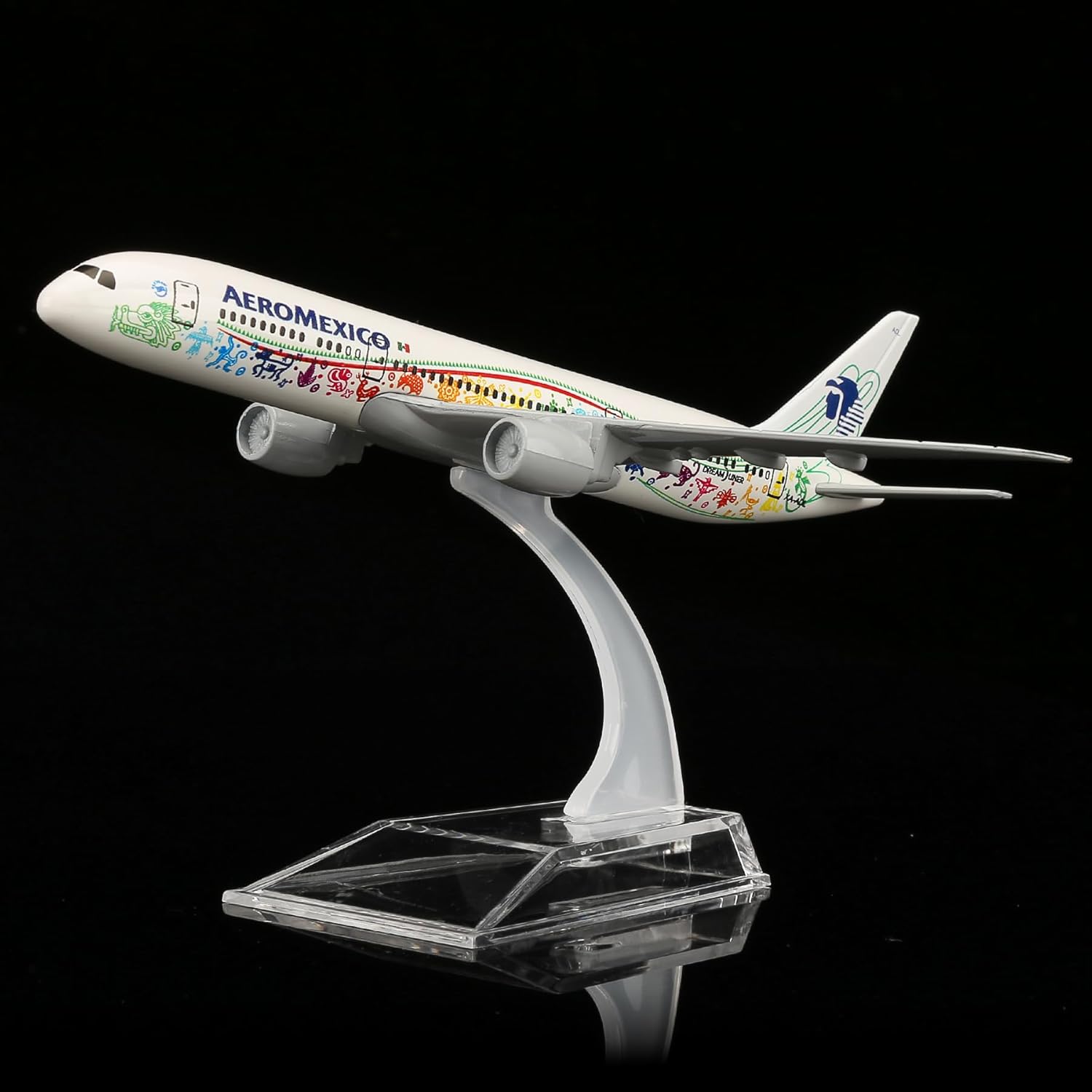 Model Kit Plane - 16 ซม. ของเล่นเครื่องบินจำลองแอโรเม็กซิโก B787 ชุดโมเดลเครื่องบินโลหะหล่อพร้อมขาตั้งสำหรับคอลเลกชันและจัดแสดงหรือของขวัญสำหรับเด็กผู้ชาย