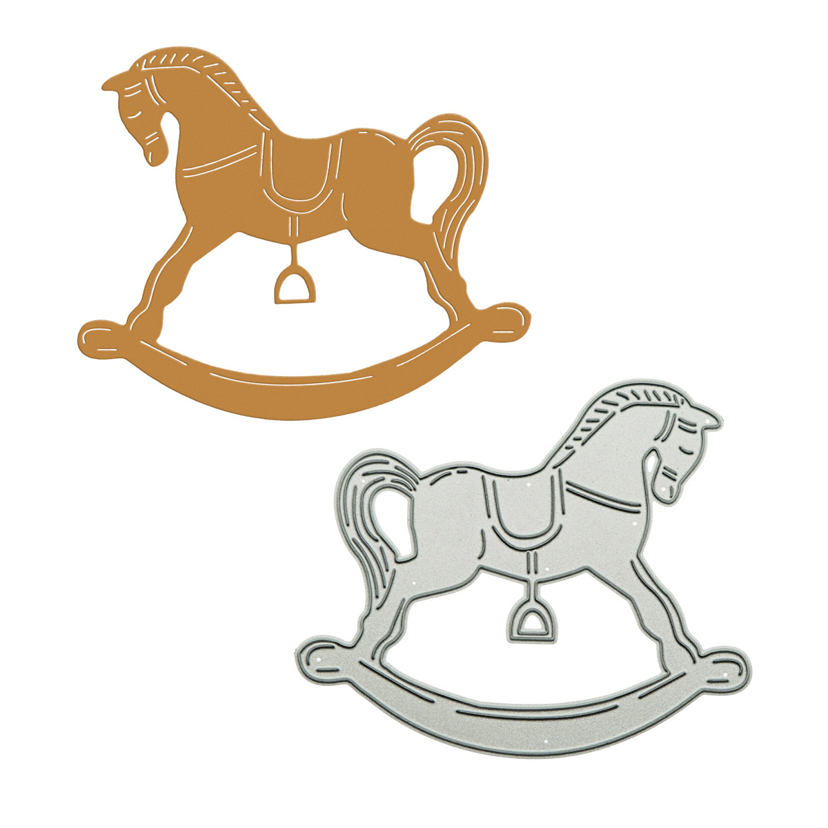 Model Kit Horse - โลหะที่ตัดลายกระดาษ Scrapbooking ม้าโยกไม้รูปแบบ Cutter Stencil สำหรับ
