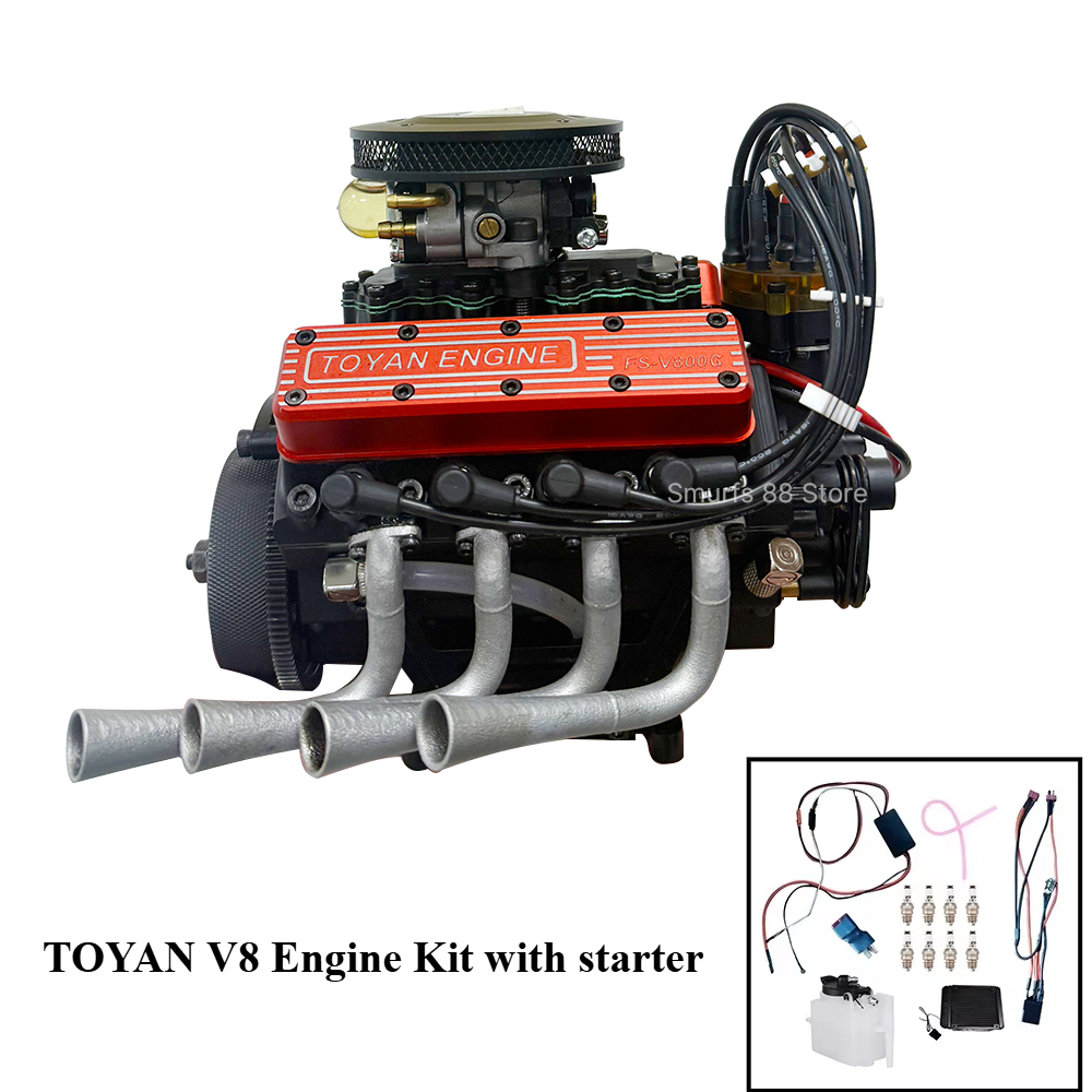 Model Kit V8 Engine - TOYAN V8 โลหะเครื่องยนต์ DIY 28cc เครื่องยนต์เบนซินชุดระบายความร้อนด้วยน้ํารุ่นทํางานรวม