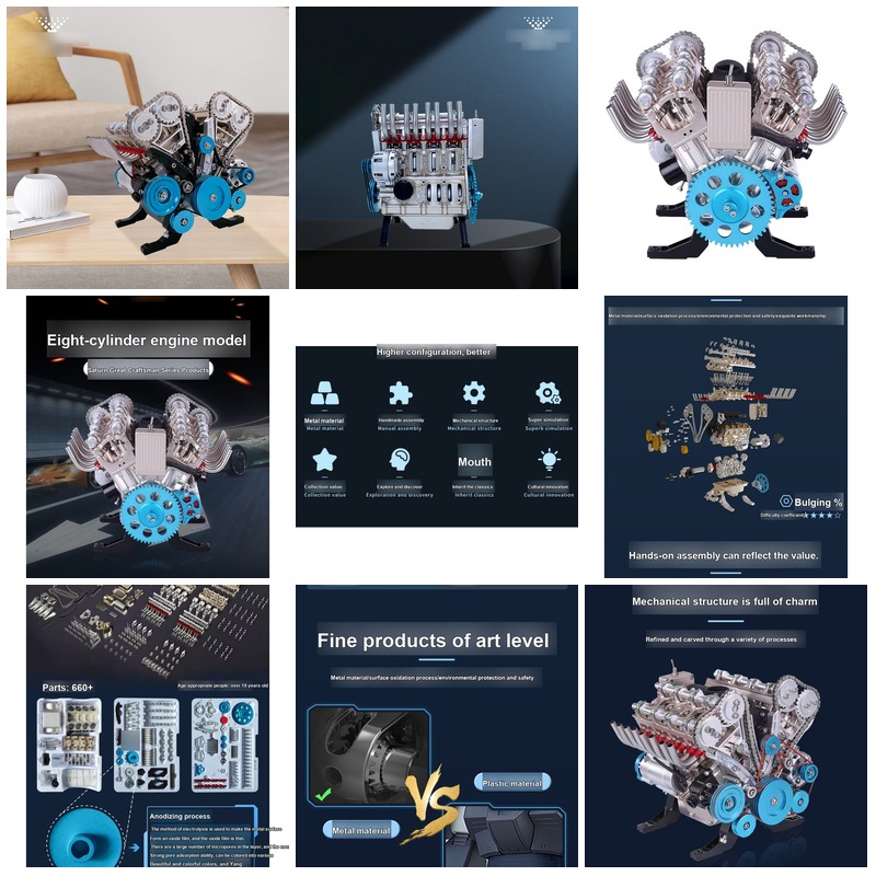 ชุดประกอบเครื่องยนต์ V8 3D แบบ - Model Kit V8 Engine บทวิจารณ์และราคา